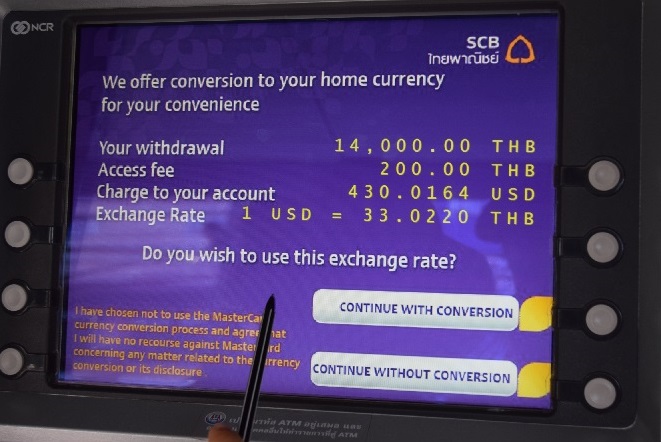 как снять деньги в банкомате в Тайланде